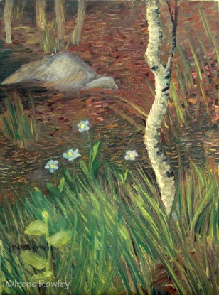 oil painting of forest floor